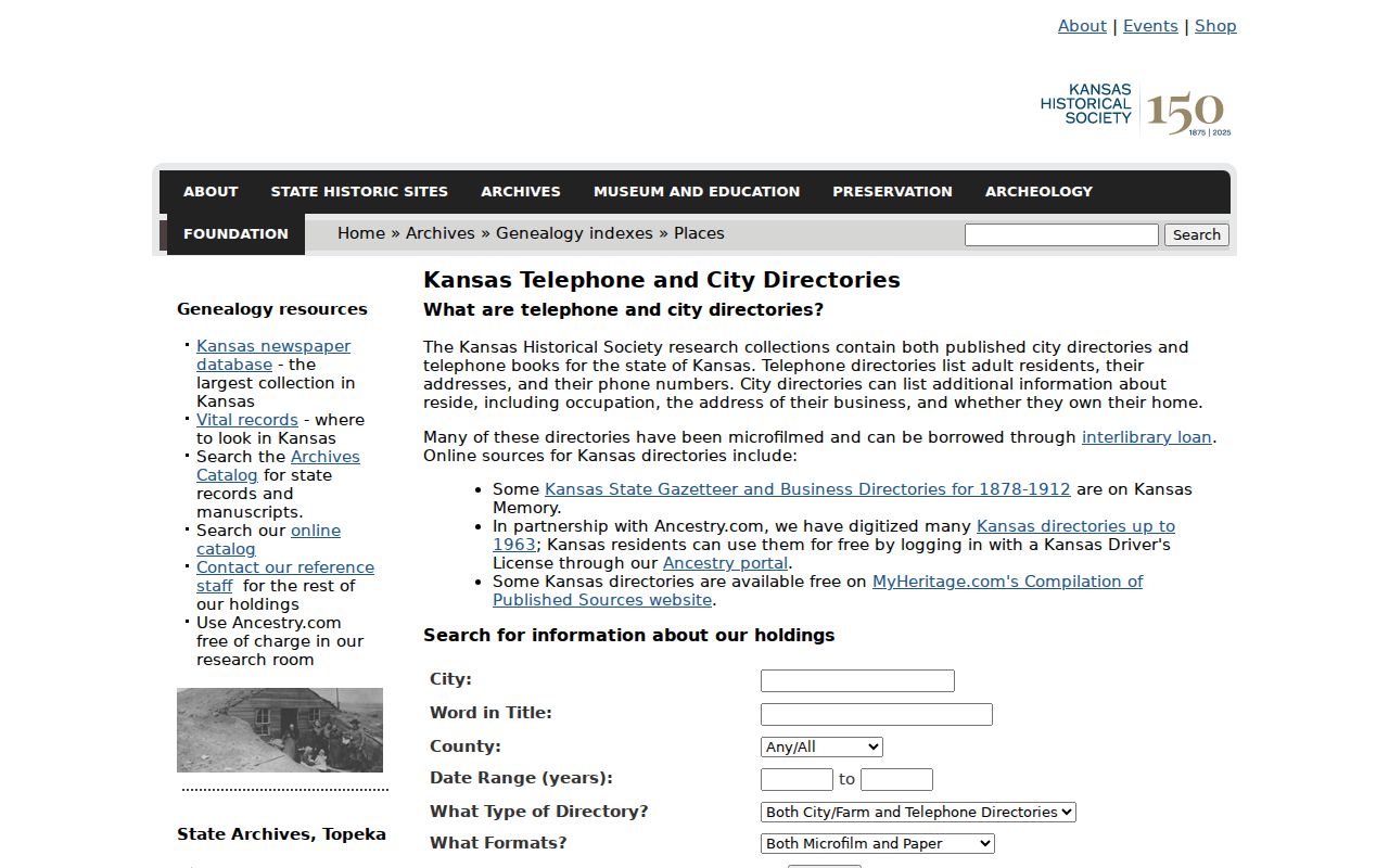 Emporia city directory Kansas Historical Society holdings search