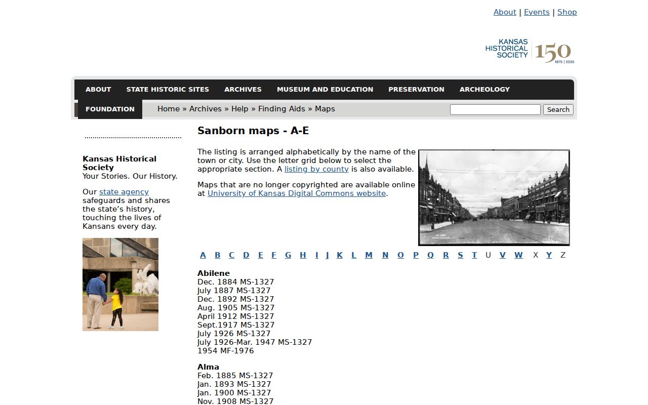 Kansas Historical Society list of Emporia Sanborn map holdings