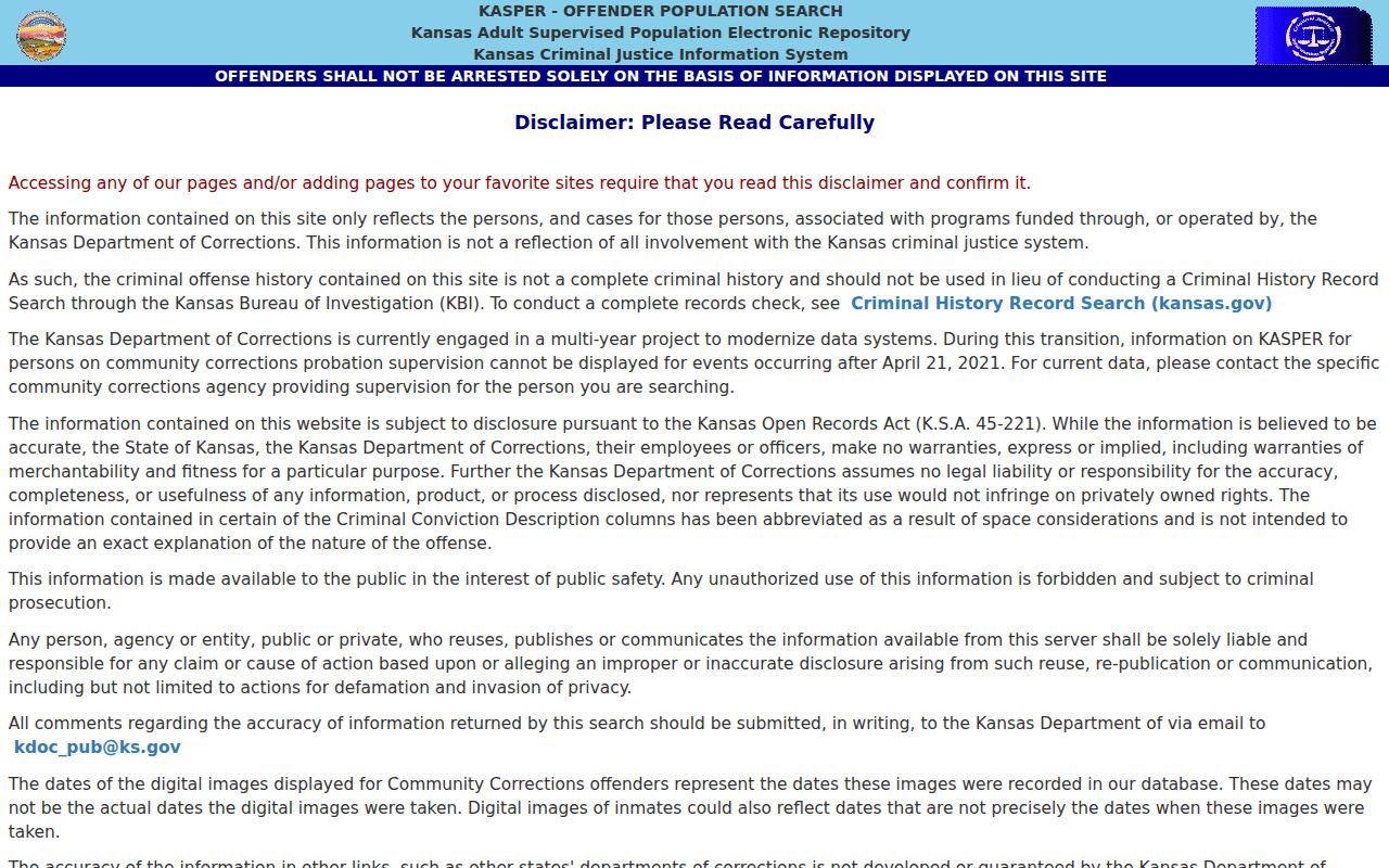 Emporia resident lookup Kansas KASPER search notice
