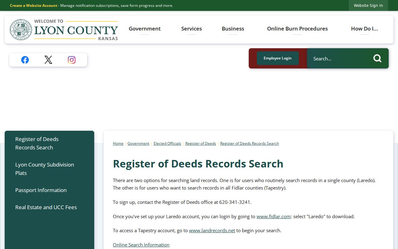 Emporia street directory Register of Deeds search handoff