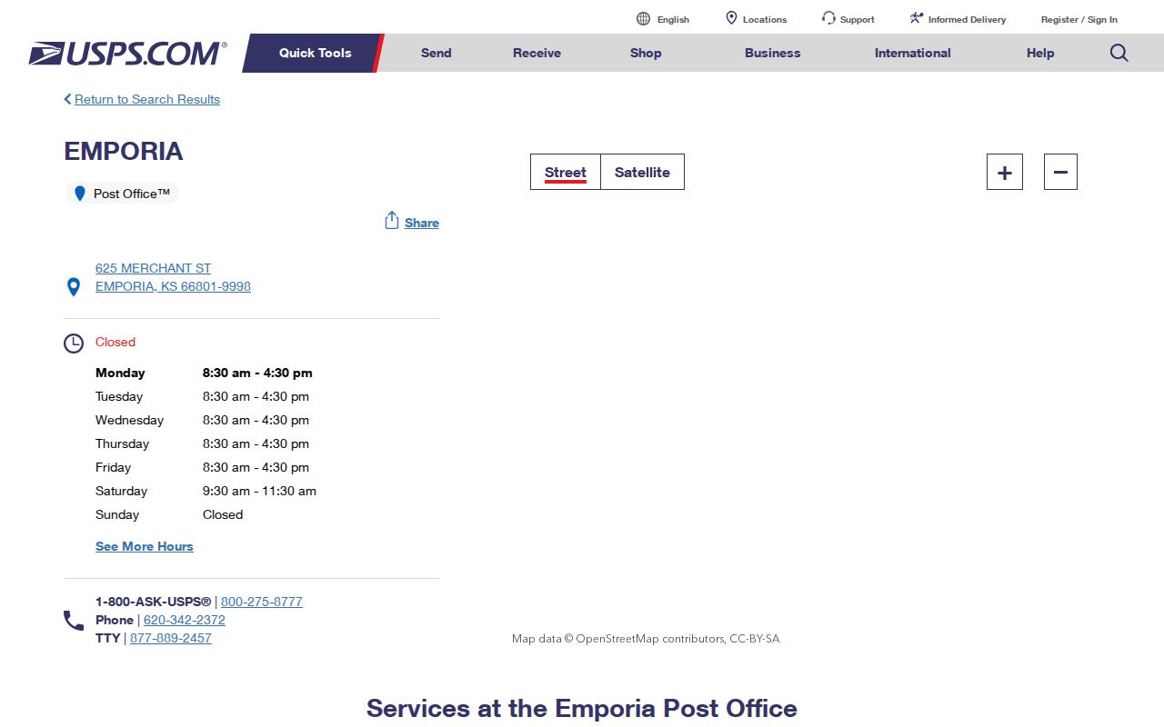 Emporia ZIP code directory post office details