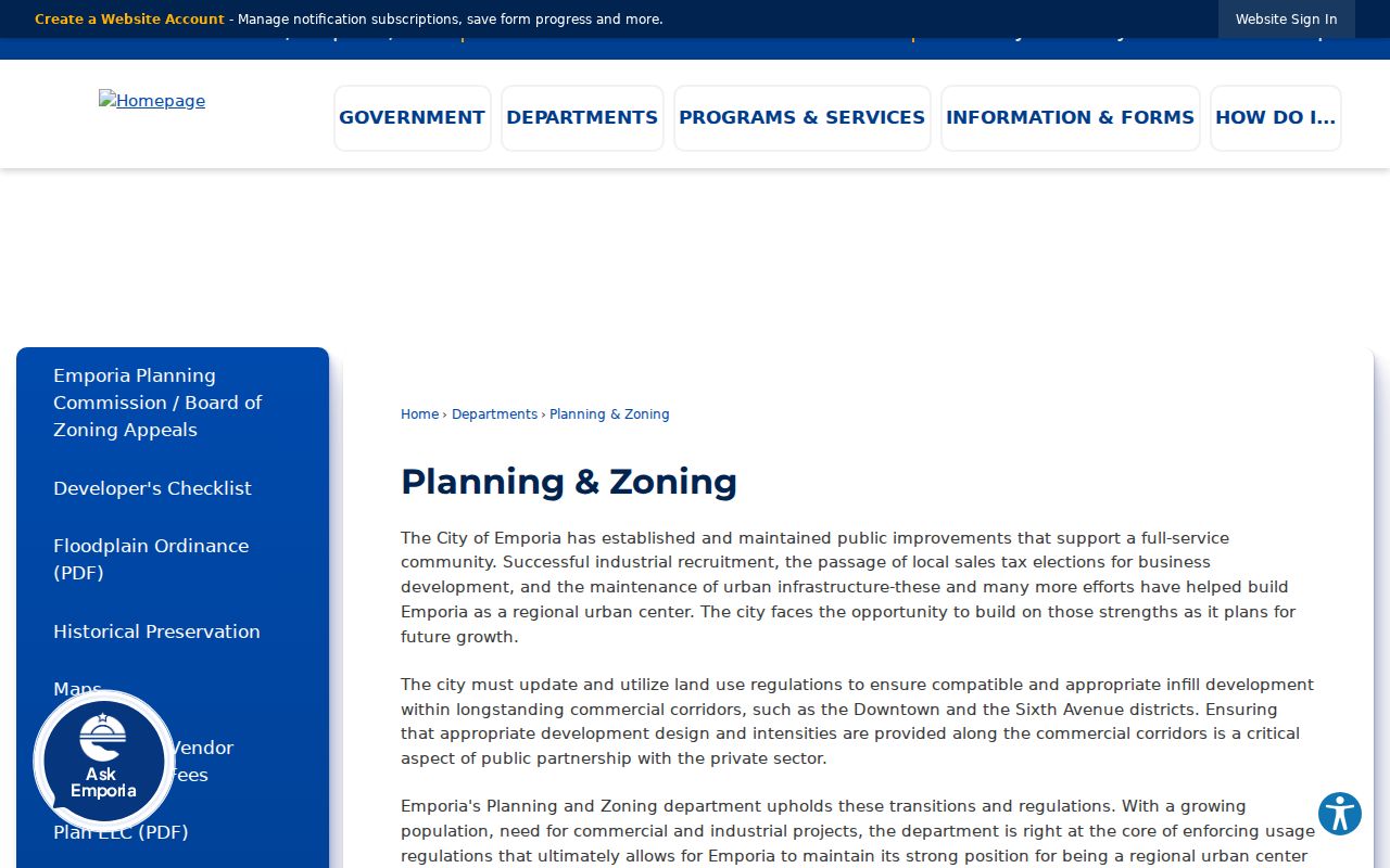 Emporia ZIP code directory planning and zoning page